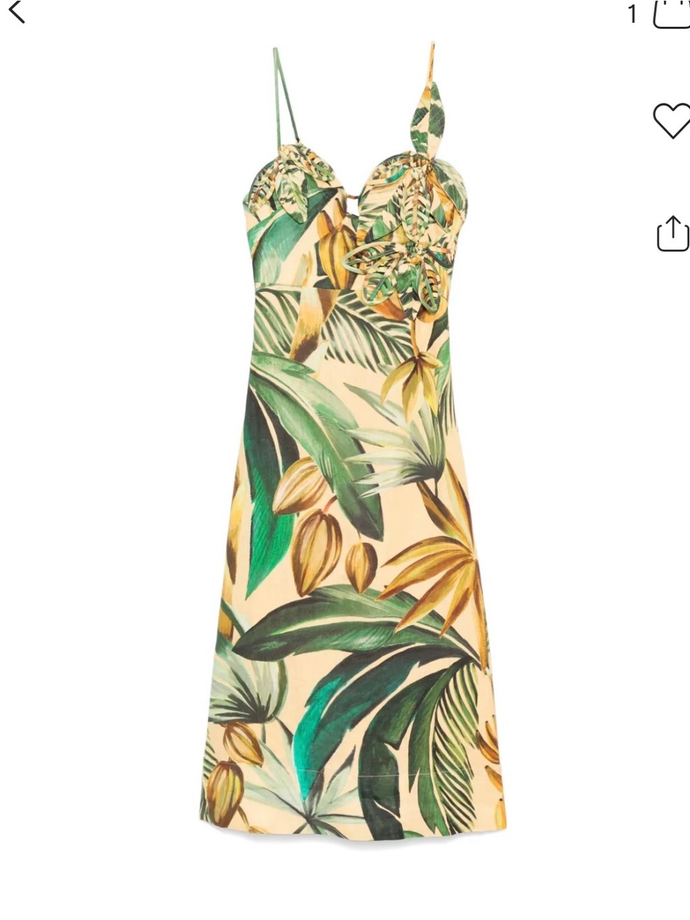 FARM Rio Tropical Leaf Slip Dress in Green & Cream